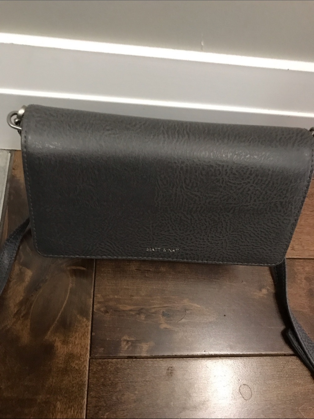 Matt and Nat Vegan Triple-Zip Crossbody Bag in Grey